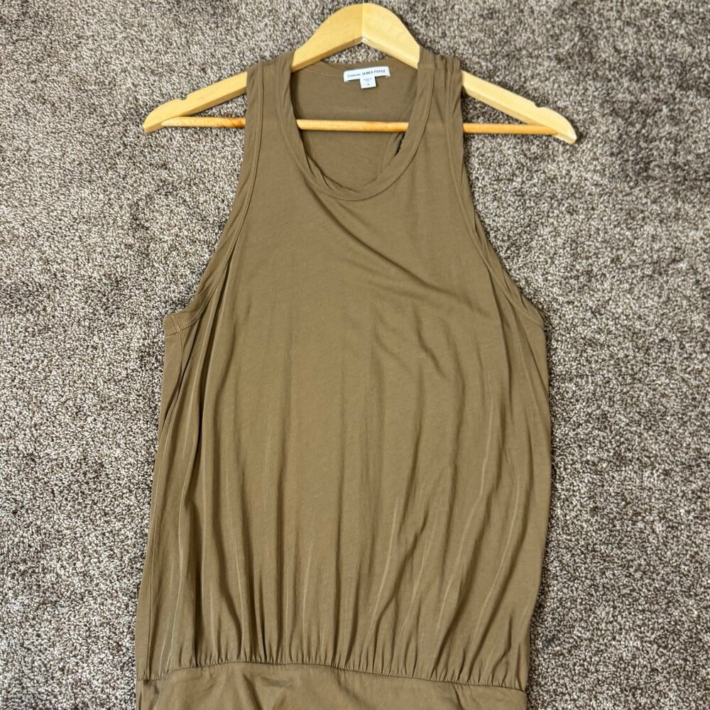 James Perse Racerback Ruched Tank Dress Size 2 (medium) Taupe Summer Vaca Slub - Picture 3 of 13